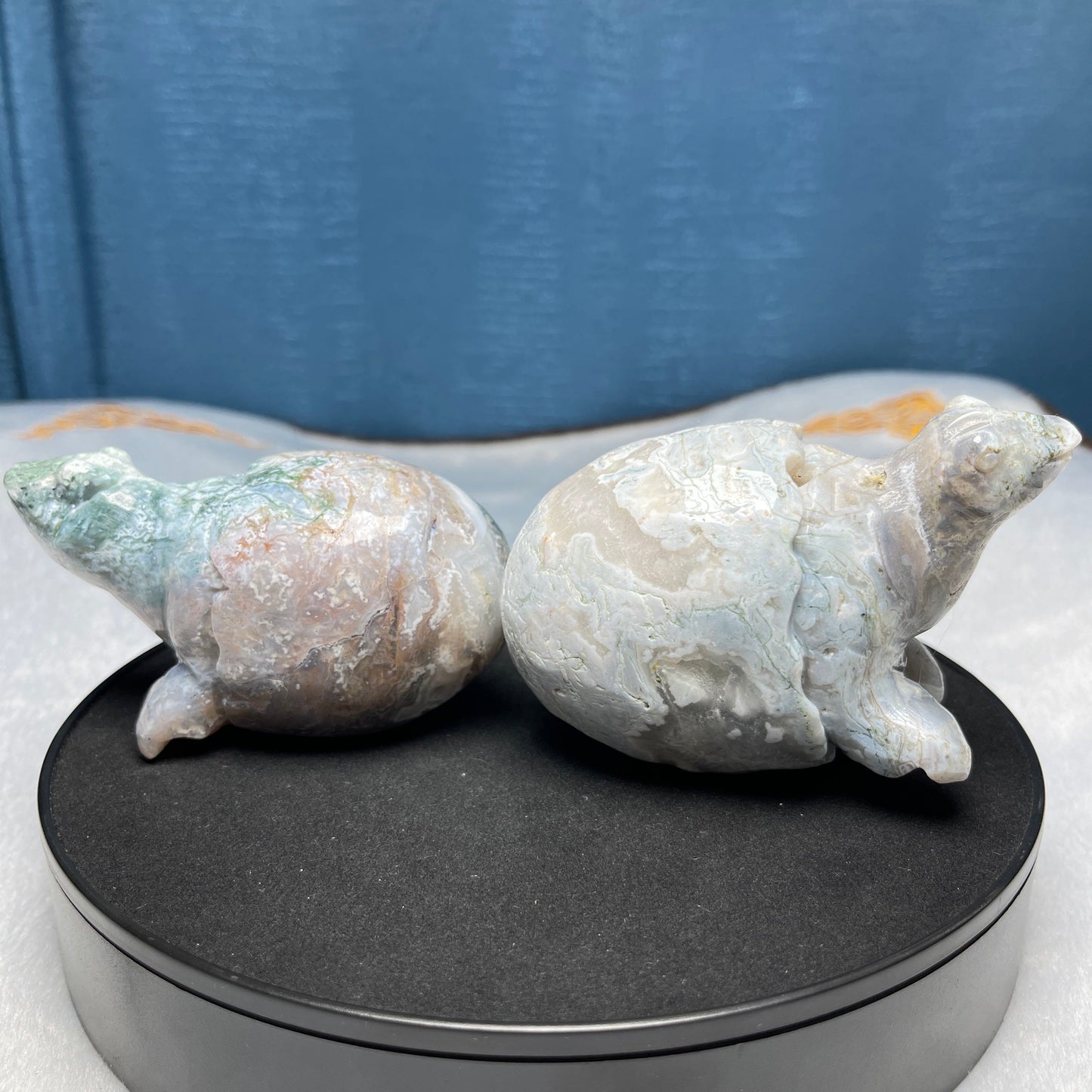 Moss Agate Dinosaur Egg Carving ,Set of 1