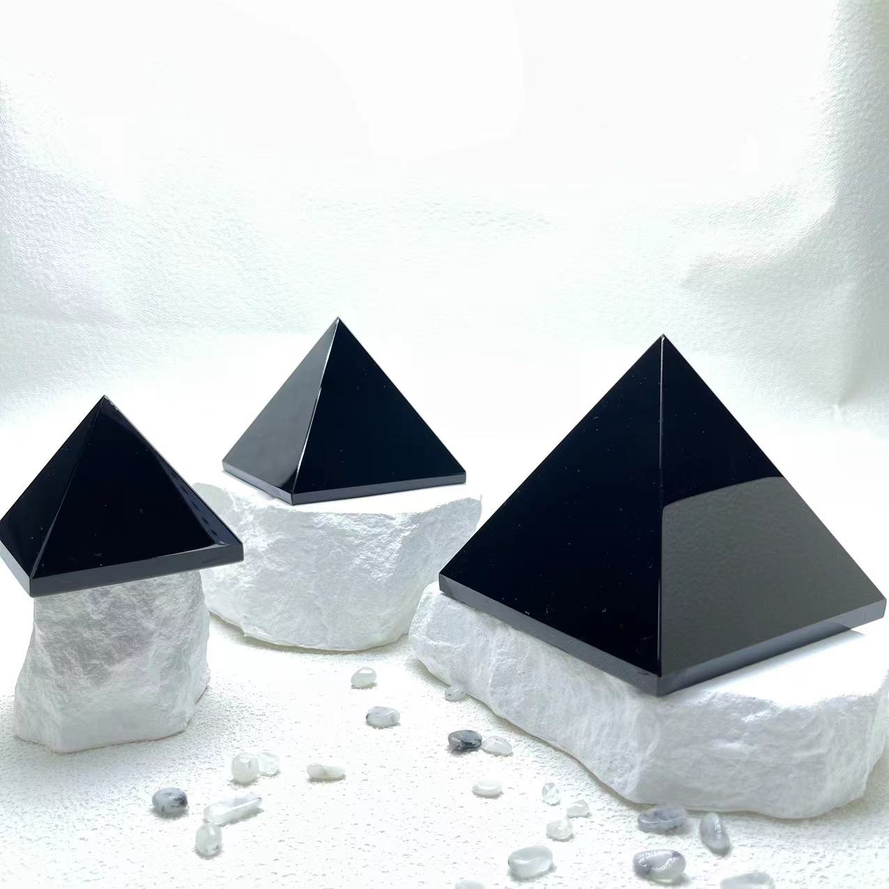 Obsidian Pyramid Carving,Set of 1 ,Small,Medium and Big Size