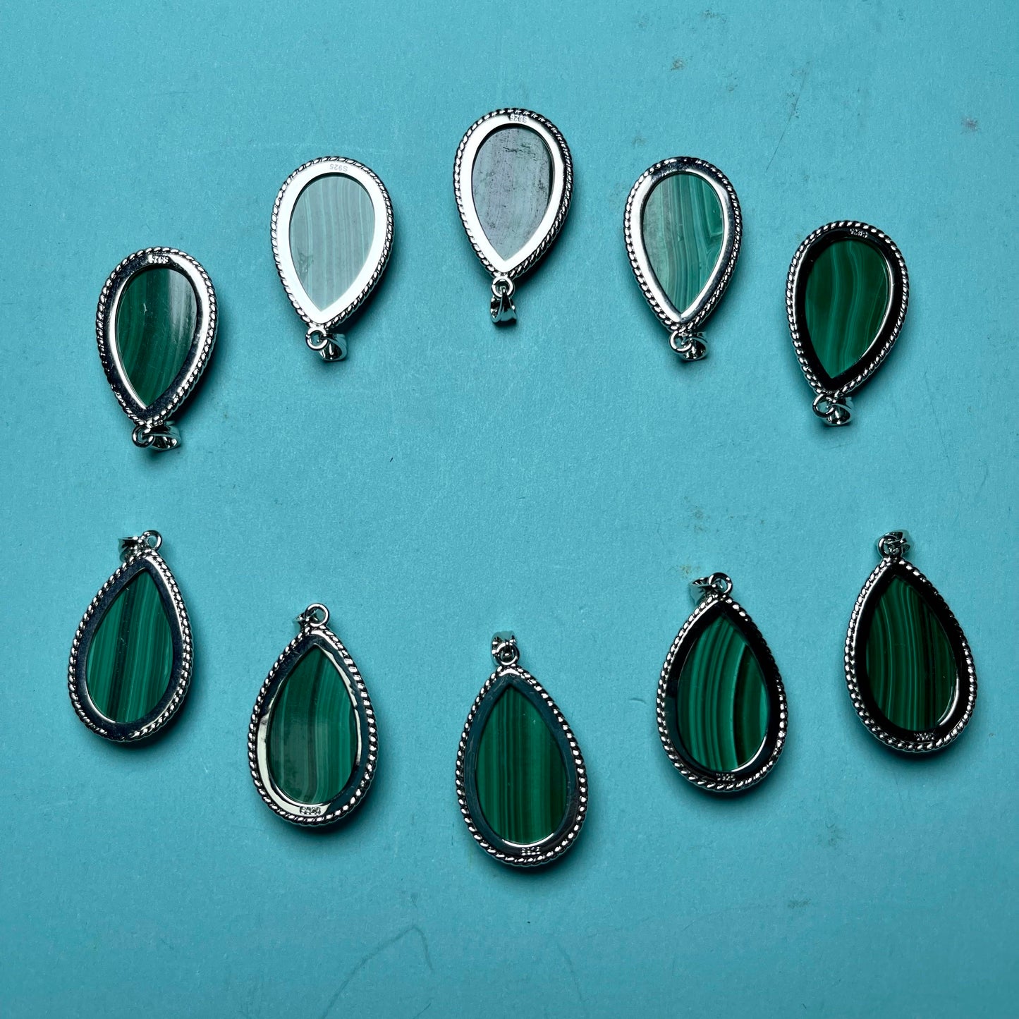 Malachit-Wassertropfen-Anhänger, 2er-Set