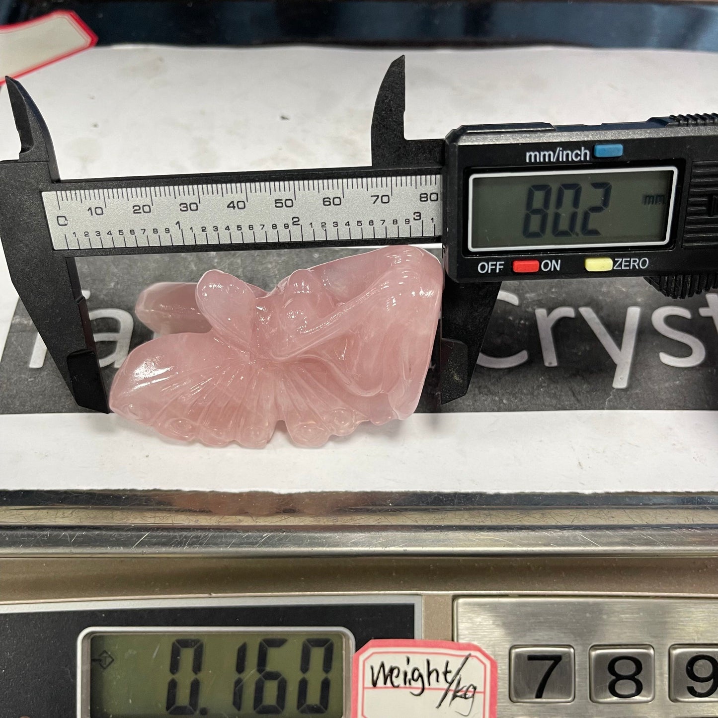 Rose Quartz Fairy crystal carving ,set of 1