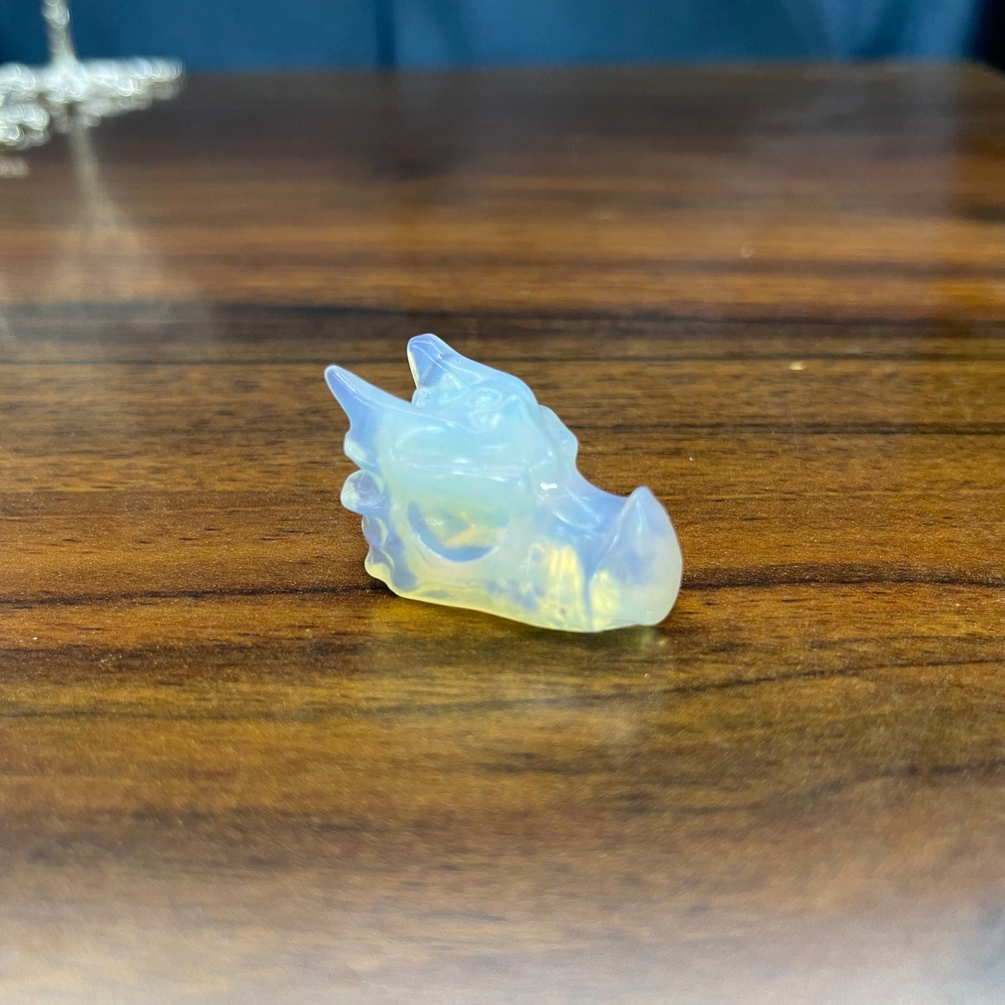 Blue And White Opalite Mini Dragon Head crystal carving, set of 5