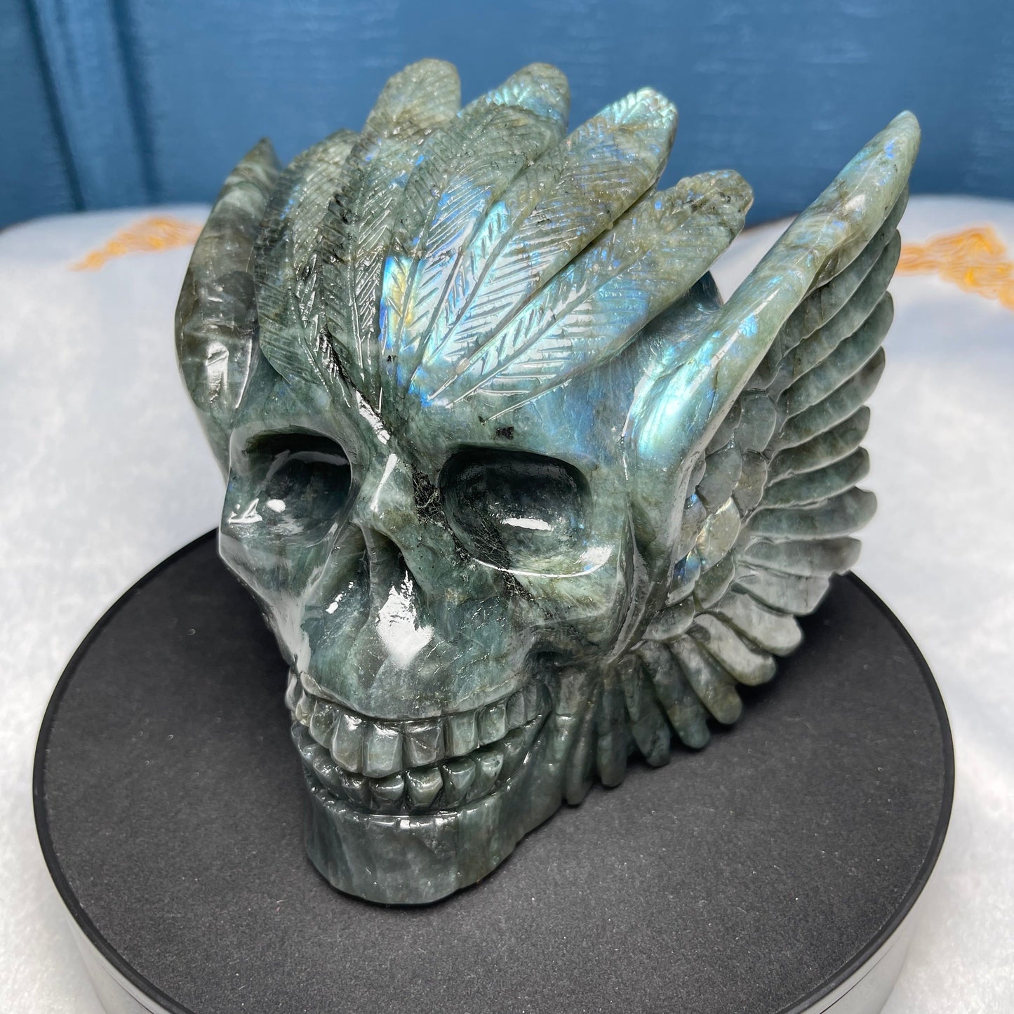 Labradorite Indian Skull Carving