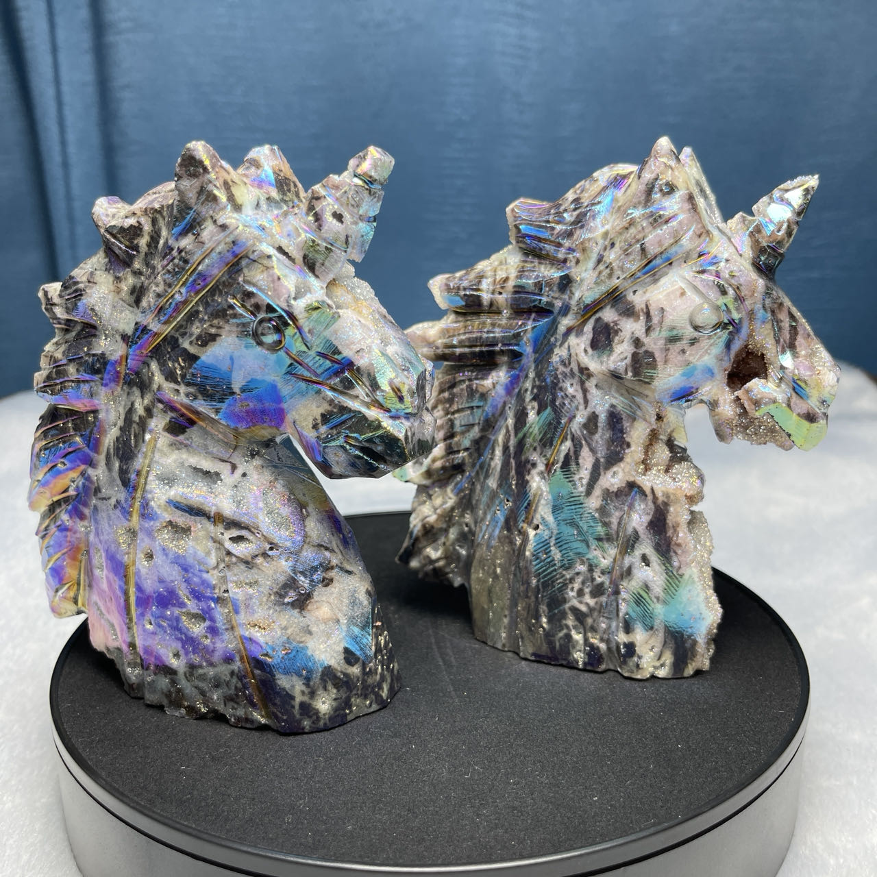 Aura Sphalerite Unicorn Carving, Set of 1