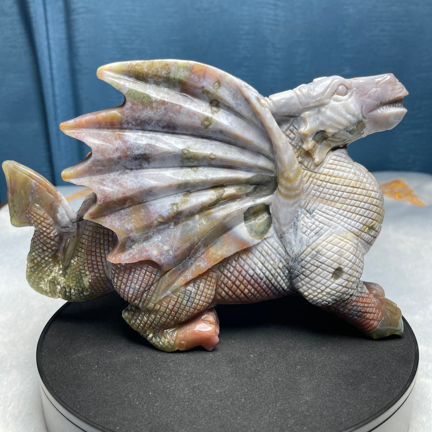 Ocean Jasper Dragon Carving