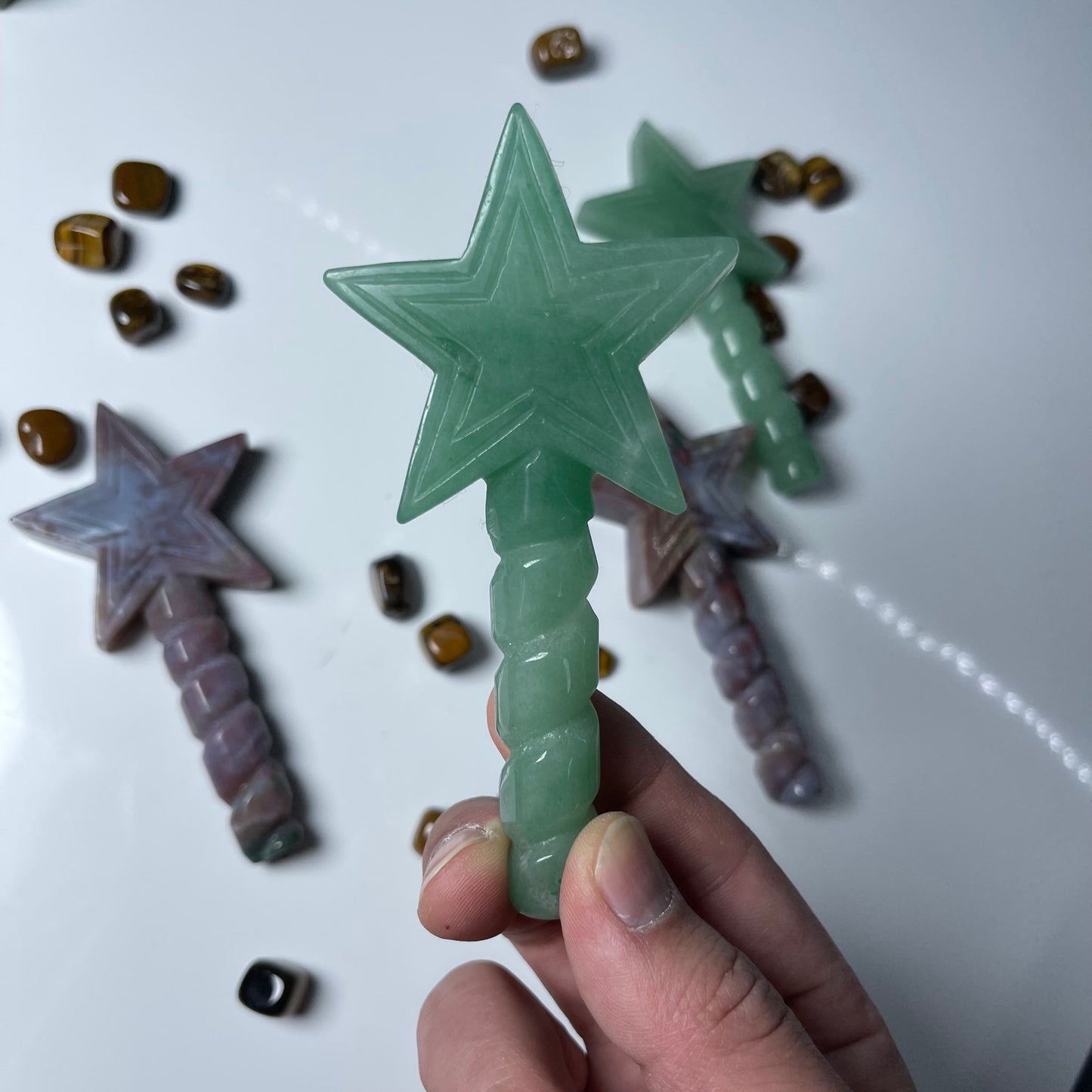 Ocean Jasper and Aventurine Magic Wand ,set of 1