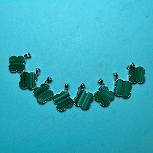 Malachite Four Leaf Clover Pendant,set of 1