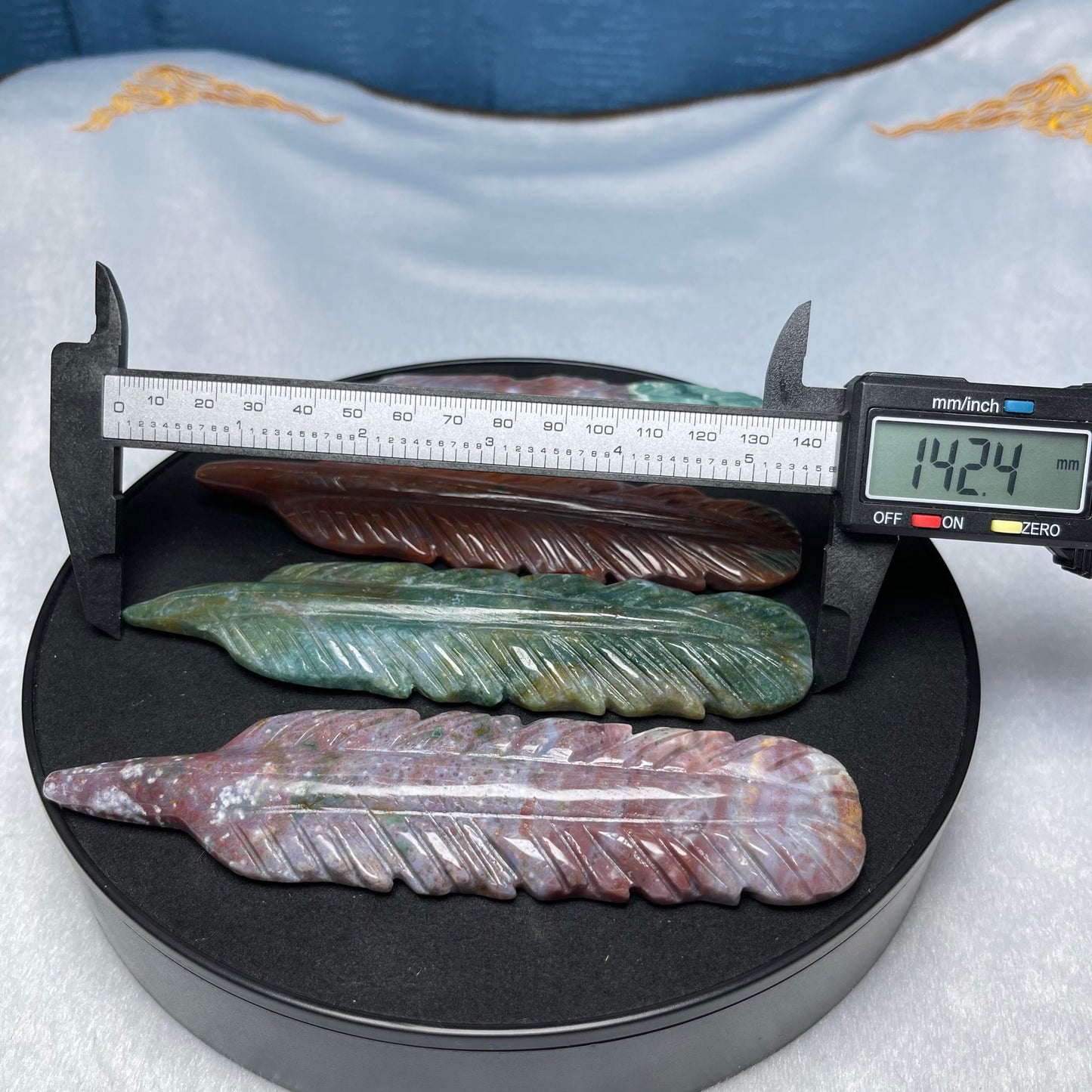 Ocean Jasper Feather Carving, Set of 1