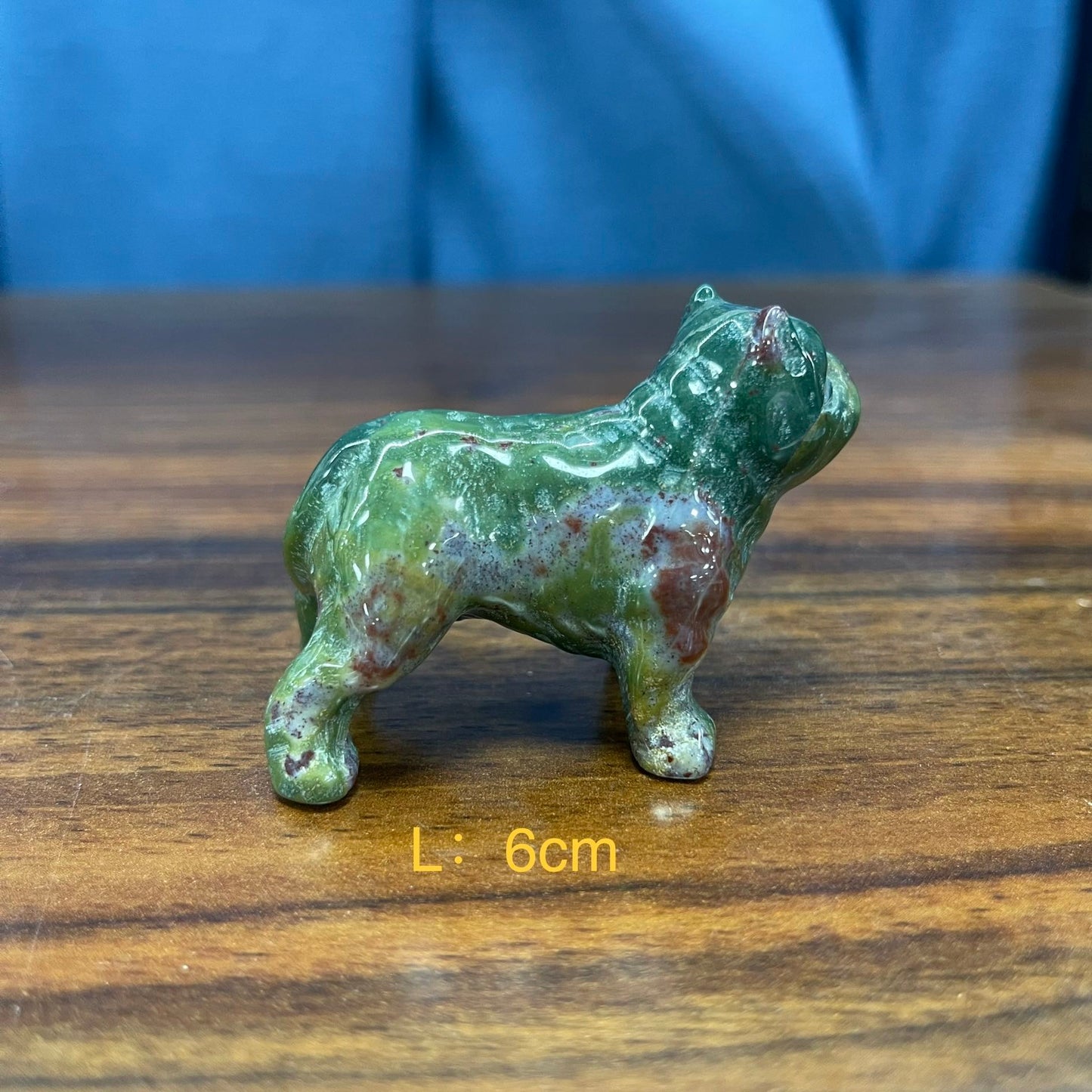 Ocean Jasper Stone Bull Dog Carving