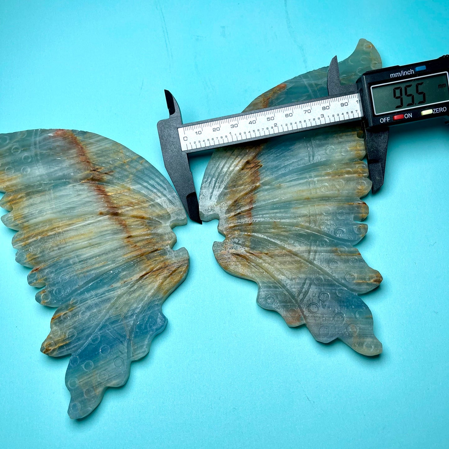 Blue Onyx Wings,A Pair,Free Stand