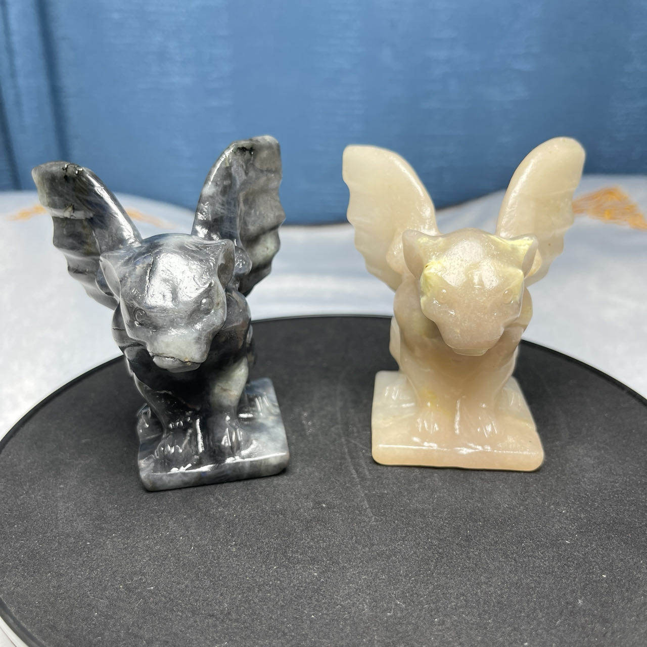 Gargoyle Crystal Carving,Green aventurine,Yellow Jade,Set of 1