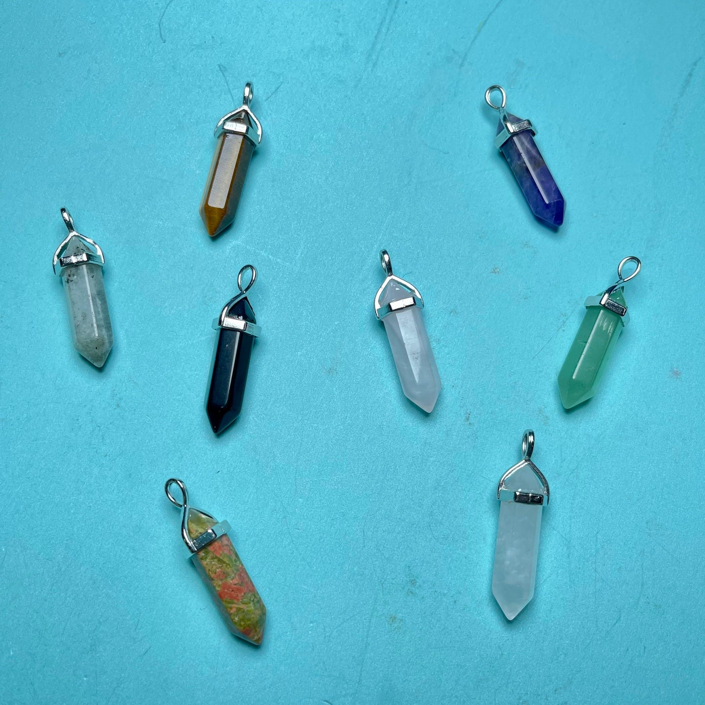 Crystal Pendants, set of 10,DT,Hand&Beeds,Fox