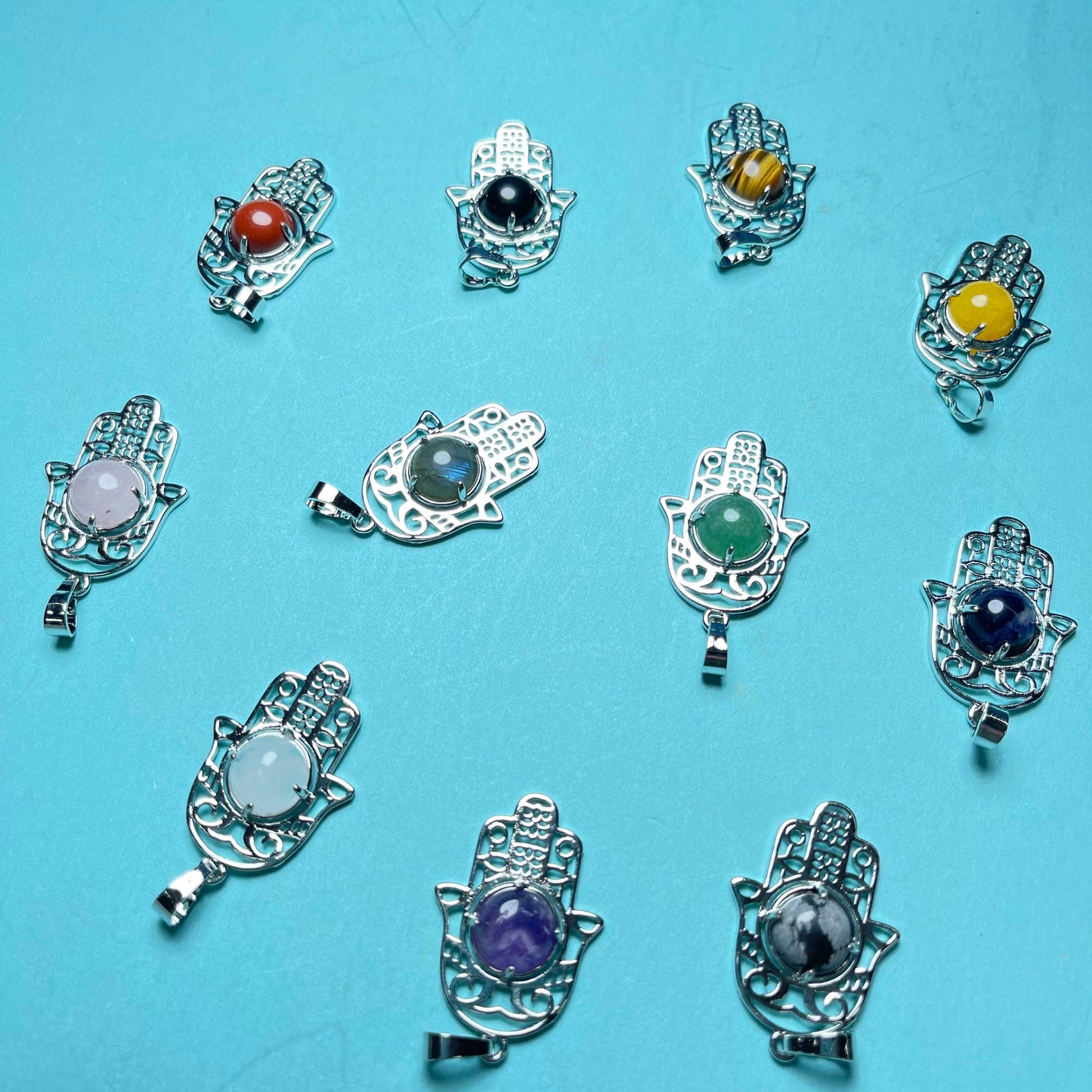 Crystal Pendants, set of 10,DT,Hand&Beeds,Fox