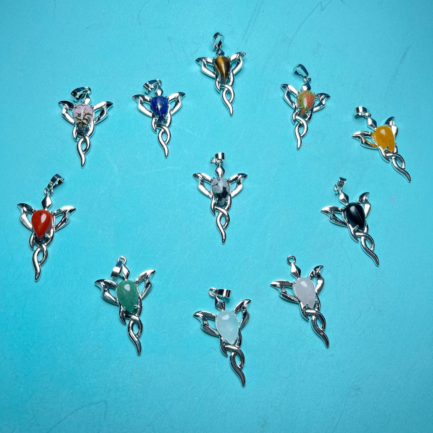 Crystal Pendants, set of 10,DT,Hand&Beeds,Fox