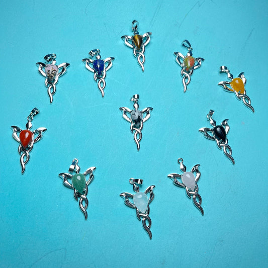 Crystal Pendants, set of 10,DT,Hand&Beeds,Fox