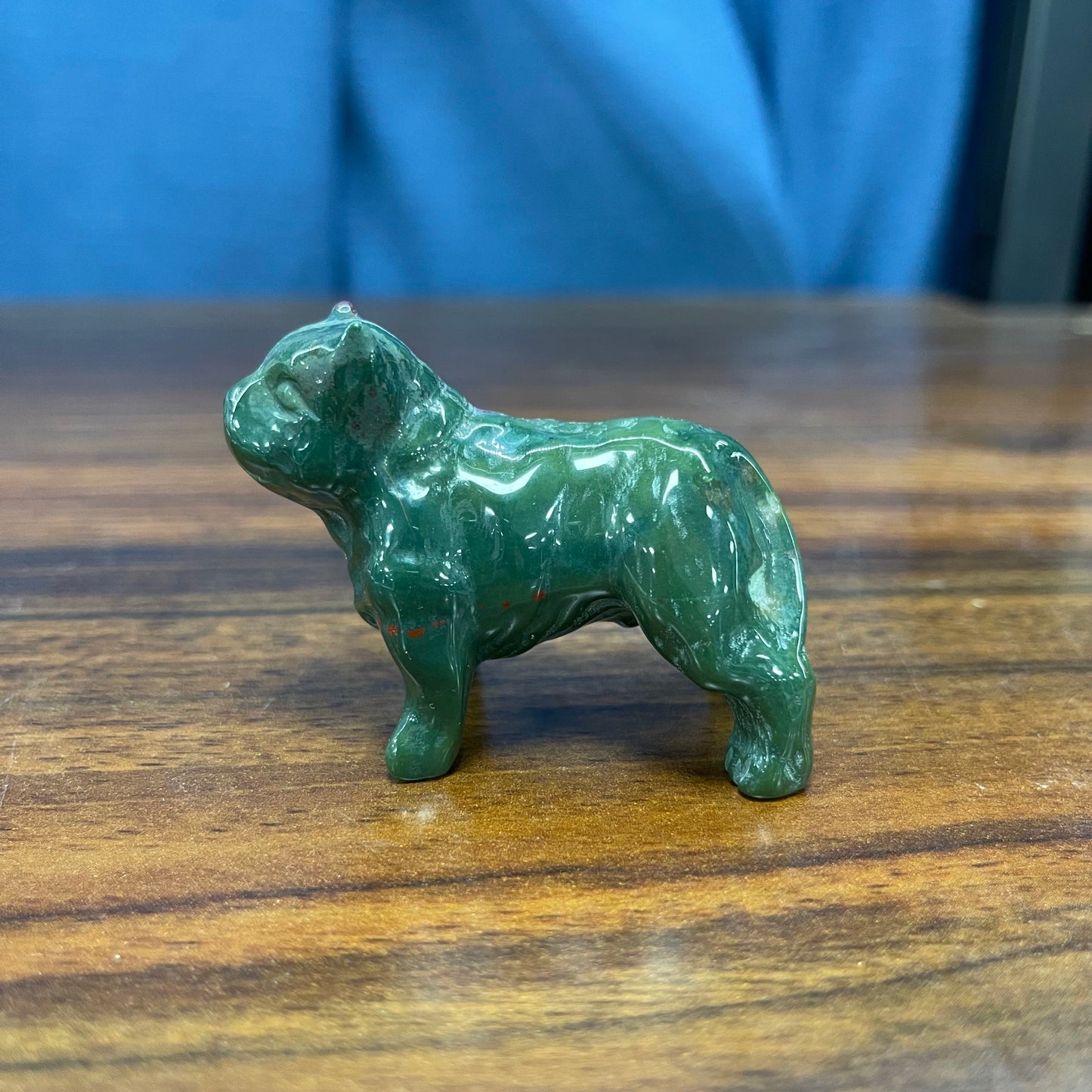 Ocean Jasper Stone Bull Dog Carving