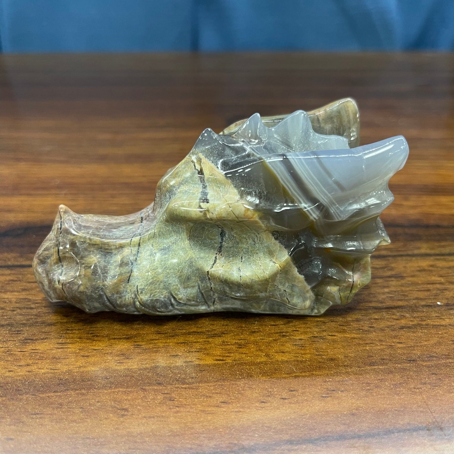 Agate Dragon Head crystal carving ,Set of 3