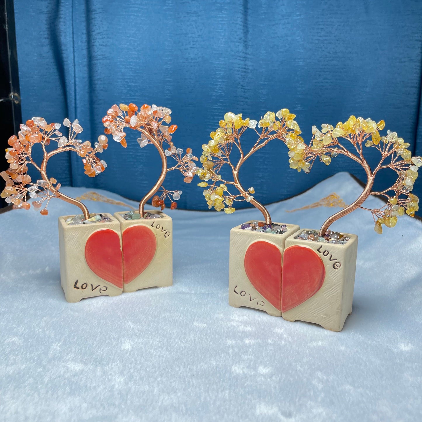 Chips Tree Ceramic Base Healing Natural Crystal,Set of 1