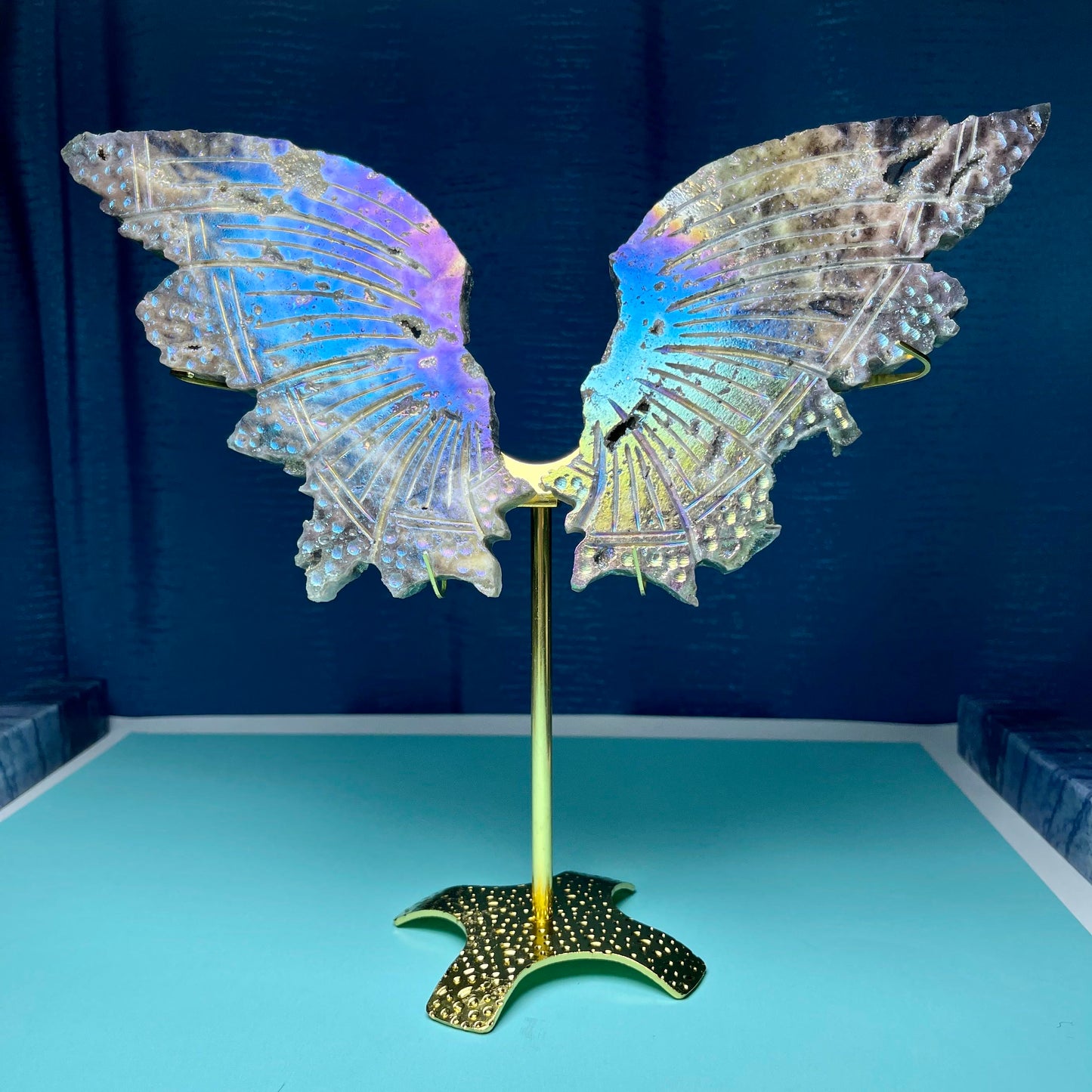 Sphalerite Wing Crystal Carving ,A pair of wing,Free Stand