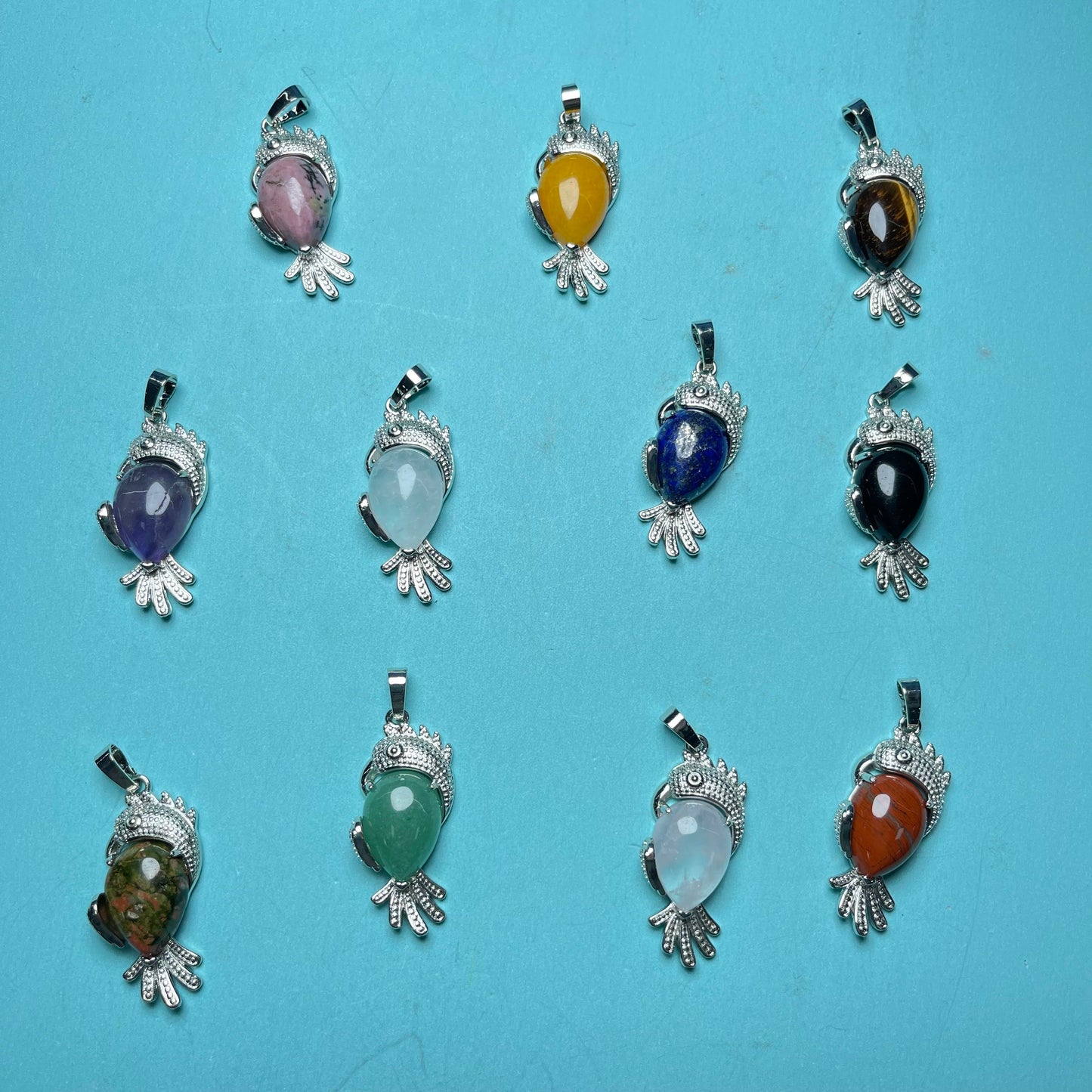 Crystal Pendants,set of 6,Moon and Star,Bunny,Hand,Parrot etc
