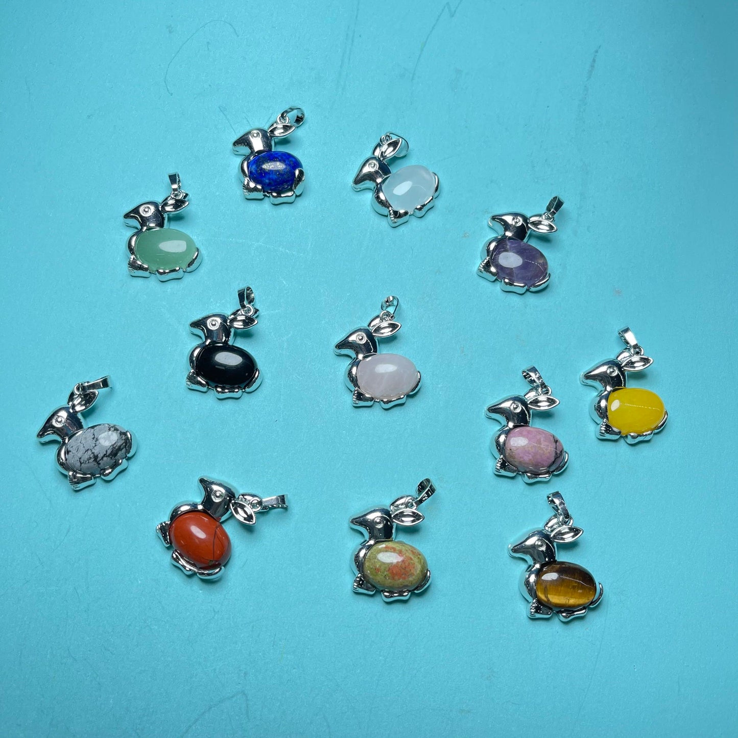 Crystal Pendants,set of 6,Moon and Star,Bunny,Hand,Parrot etc