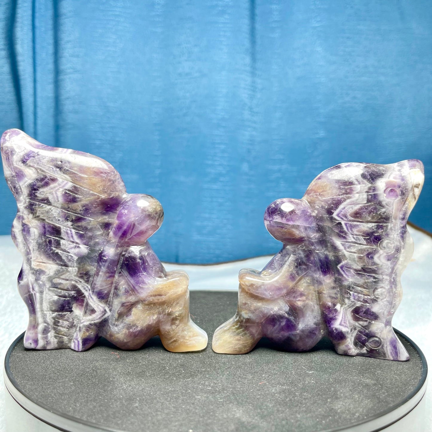 Fairy Carving, Moss Agate, Dream Amethyst,Set of 1