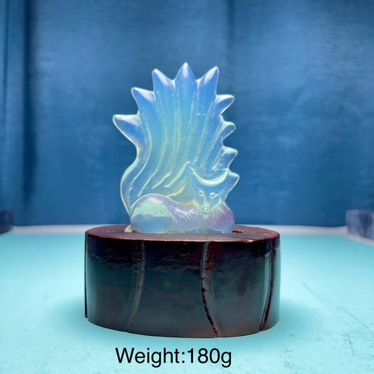 Opalite Nine Tail Fox,with Free Stand