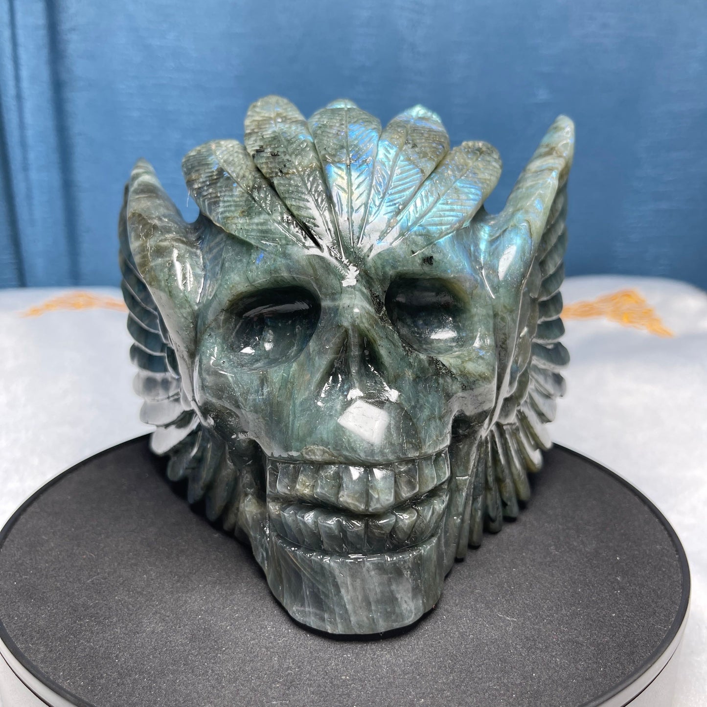 Labradorite Indian Skull Carving