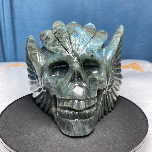 Labradorite Indian Skull Carving