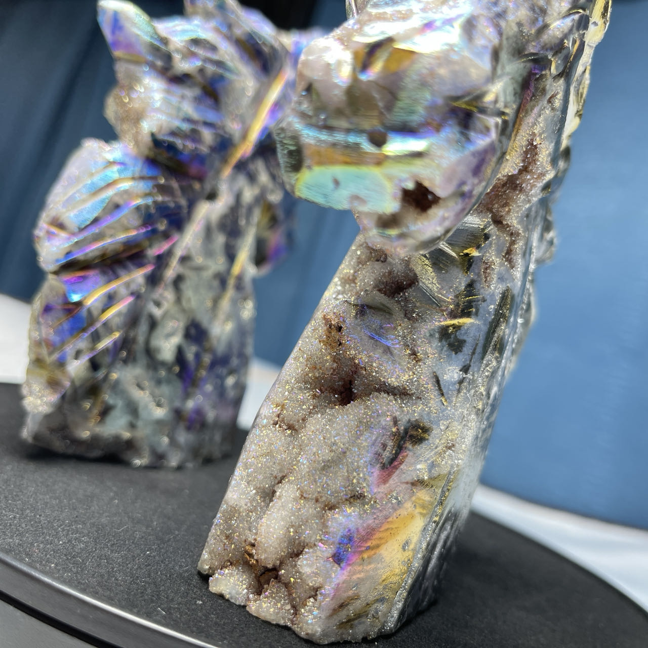 Aura Sphalerite Unicorn Carving, Set of 1