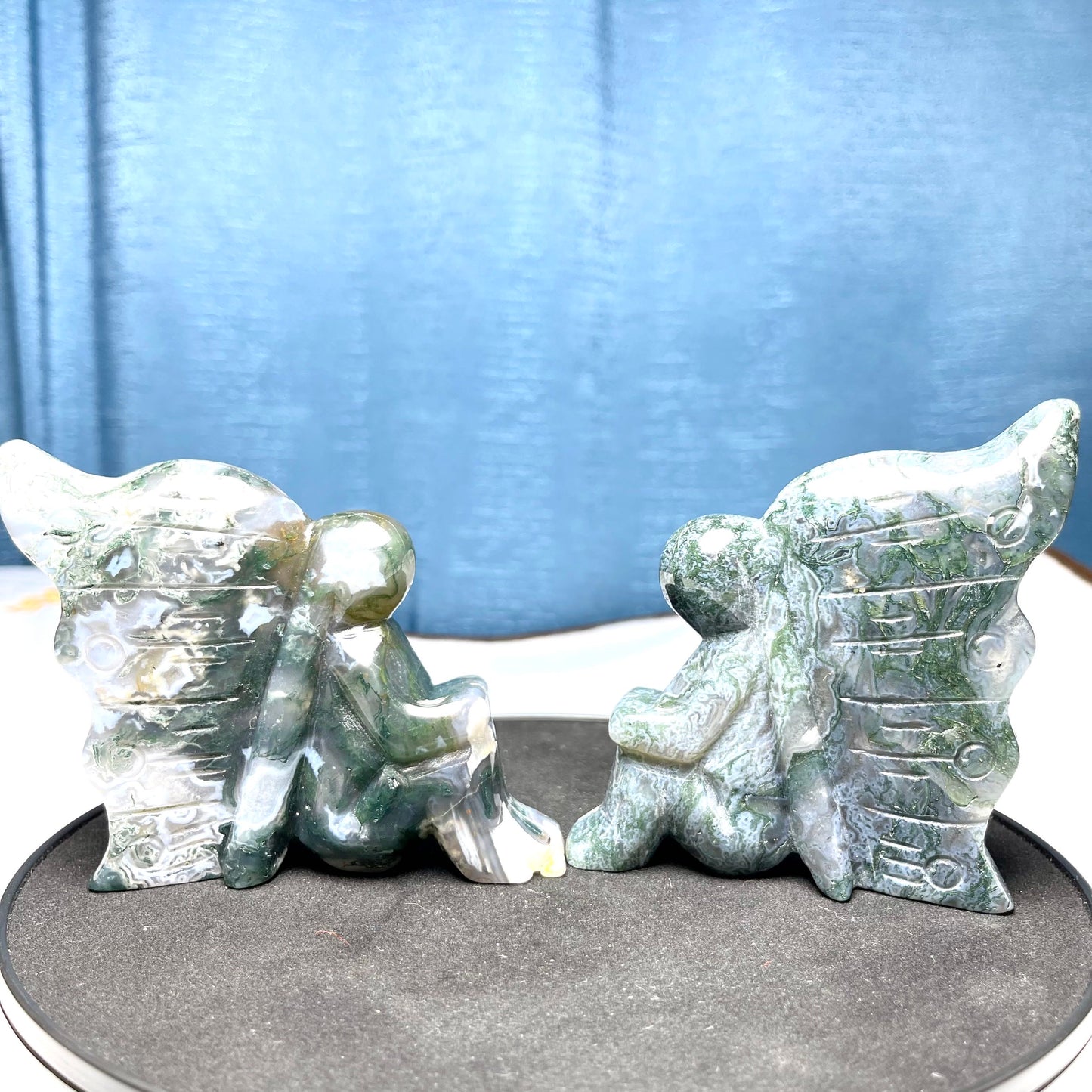 Fairy Carving, Moss Agate, Dream Amethyst,Set of 1