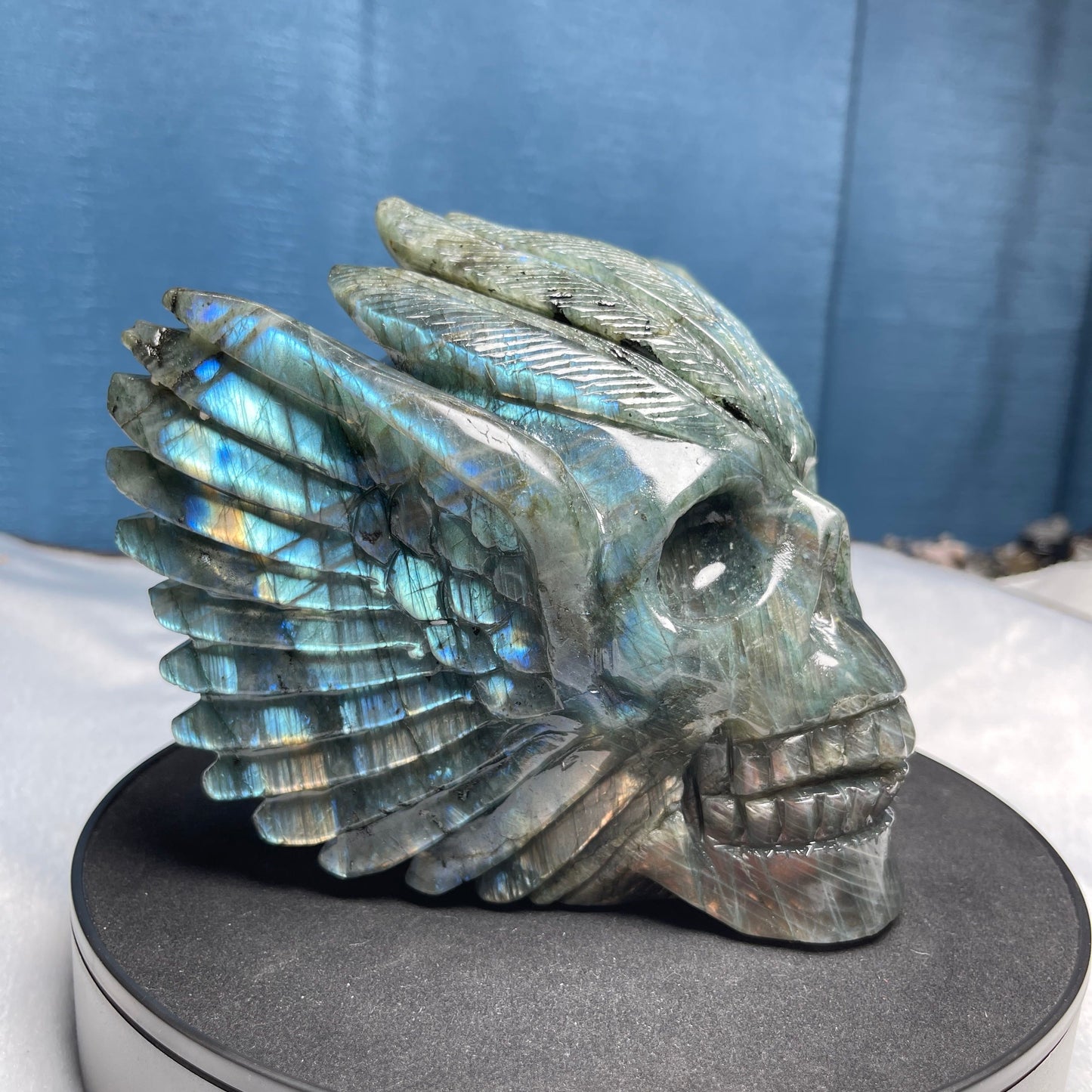 Labradorite Indian Skull Carving