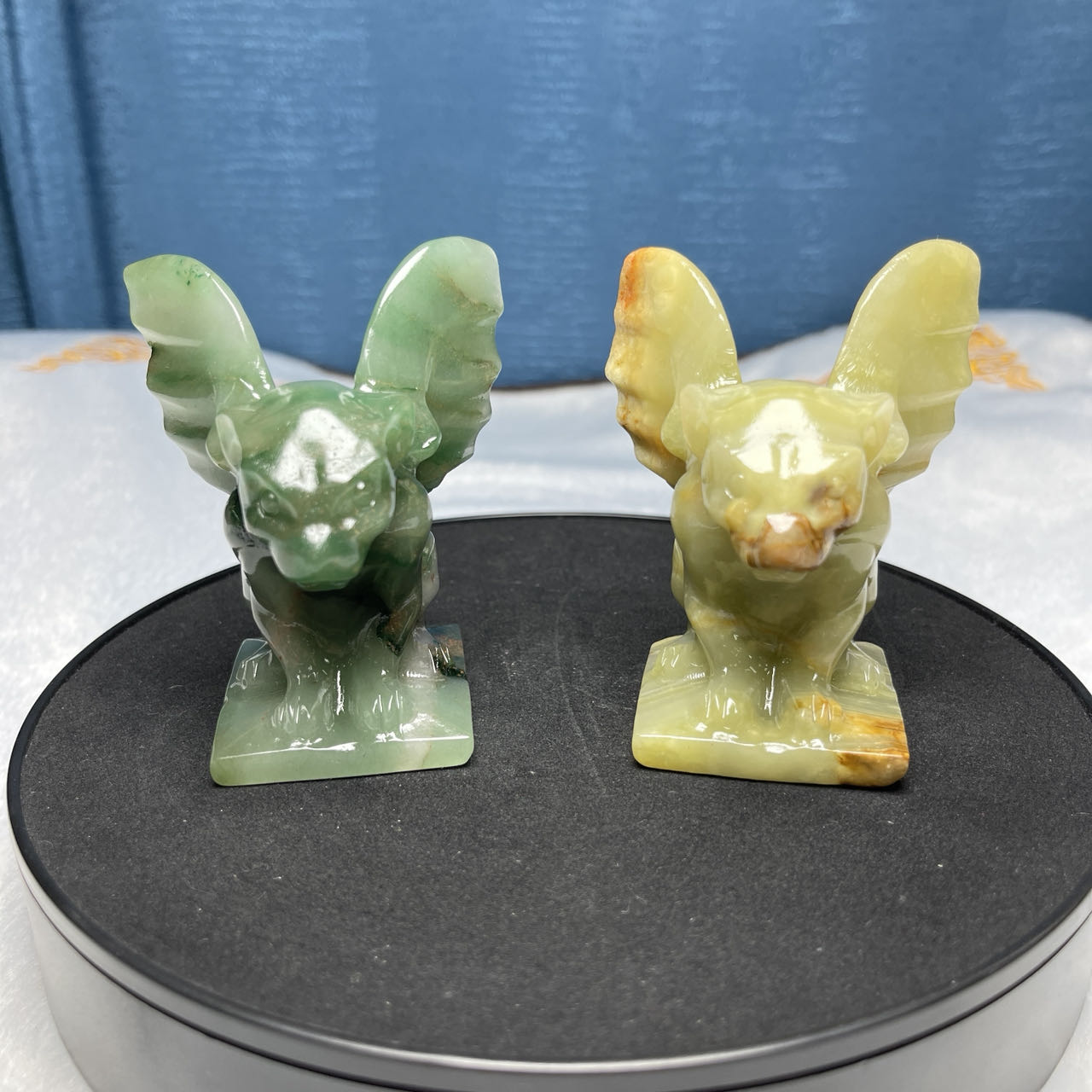Gargoyle Crystal Carving,Green aventurine,Yellow Jade,Set of 1