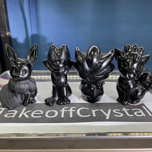 Obsidian Pokemon crystal carving,9cm,set of one