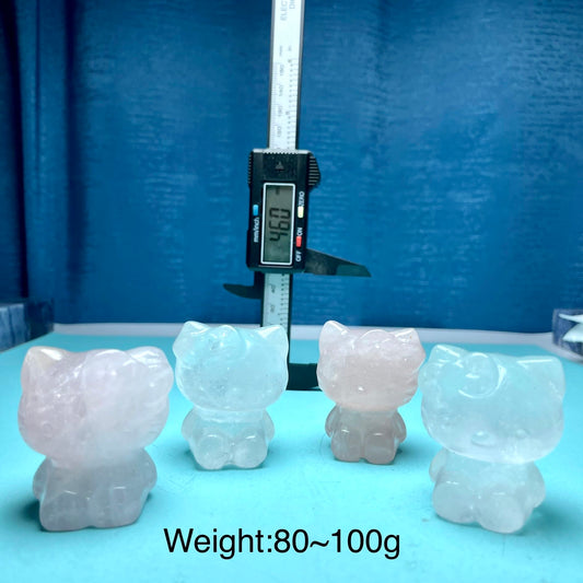 Hello Kitty ,Clear quartz,Rose quartz,set of 2