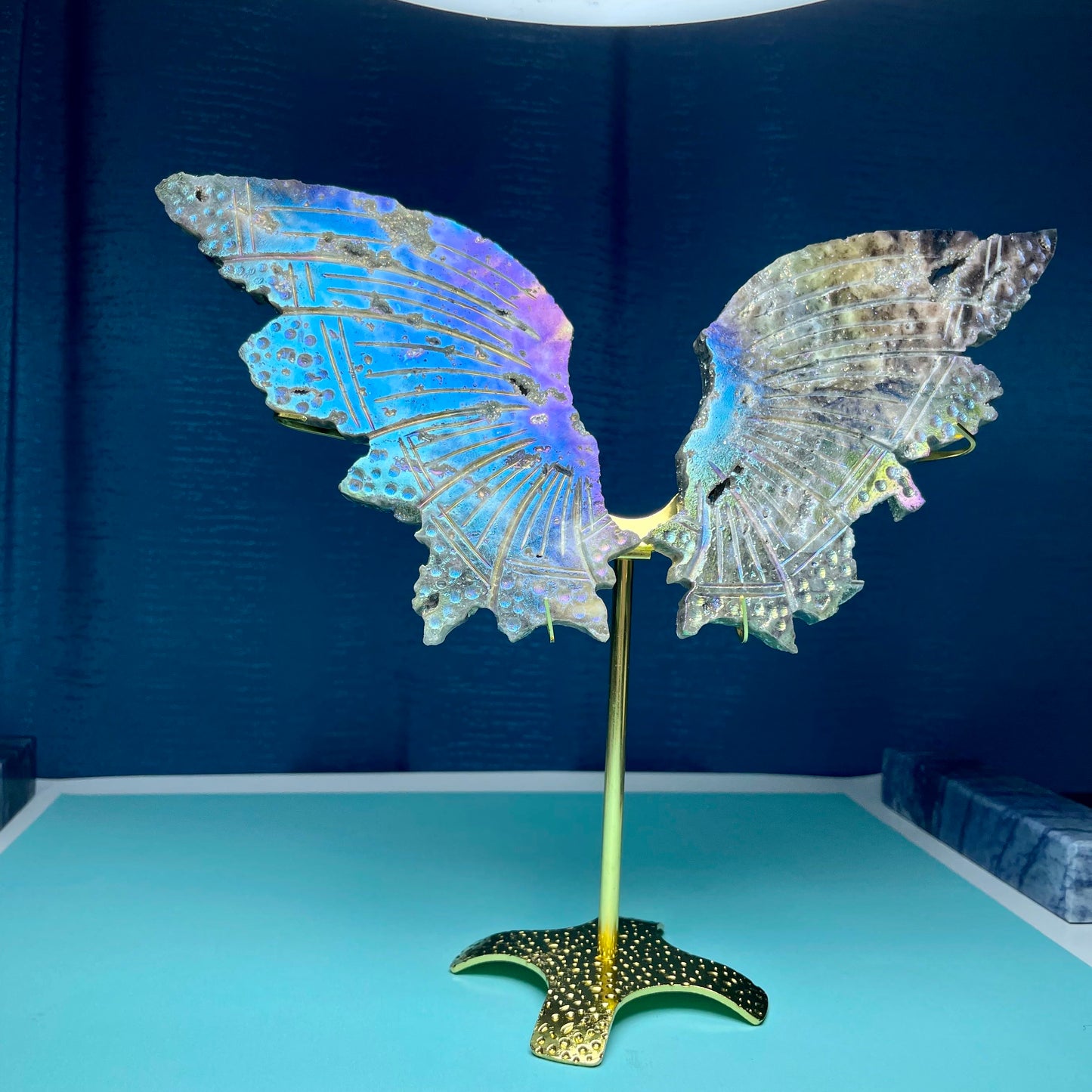 Sphalerite Wing Crystal Carving ,A pair of wing,Free Stand