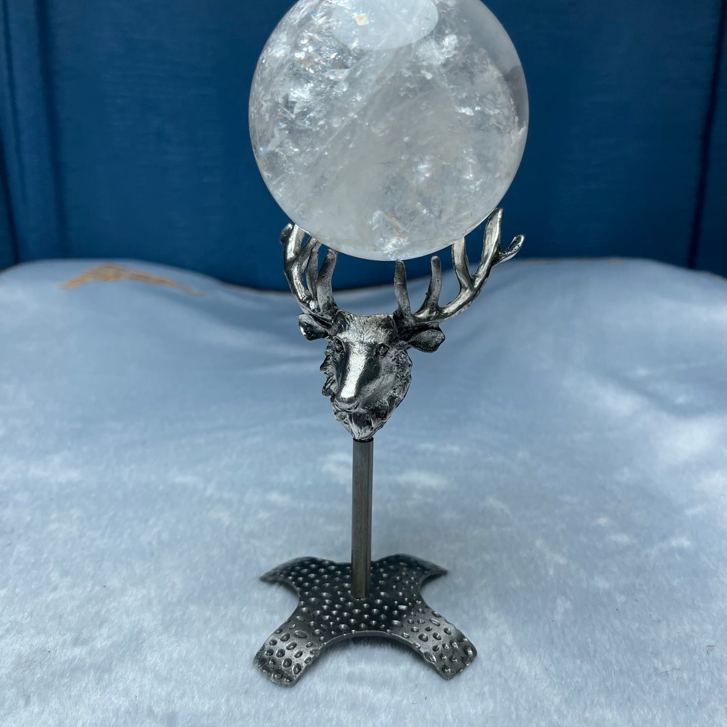 Silver Deer Head Sphere Holder
