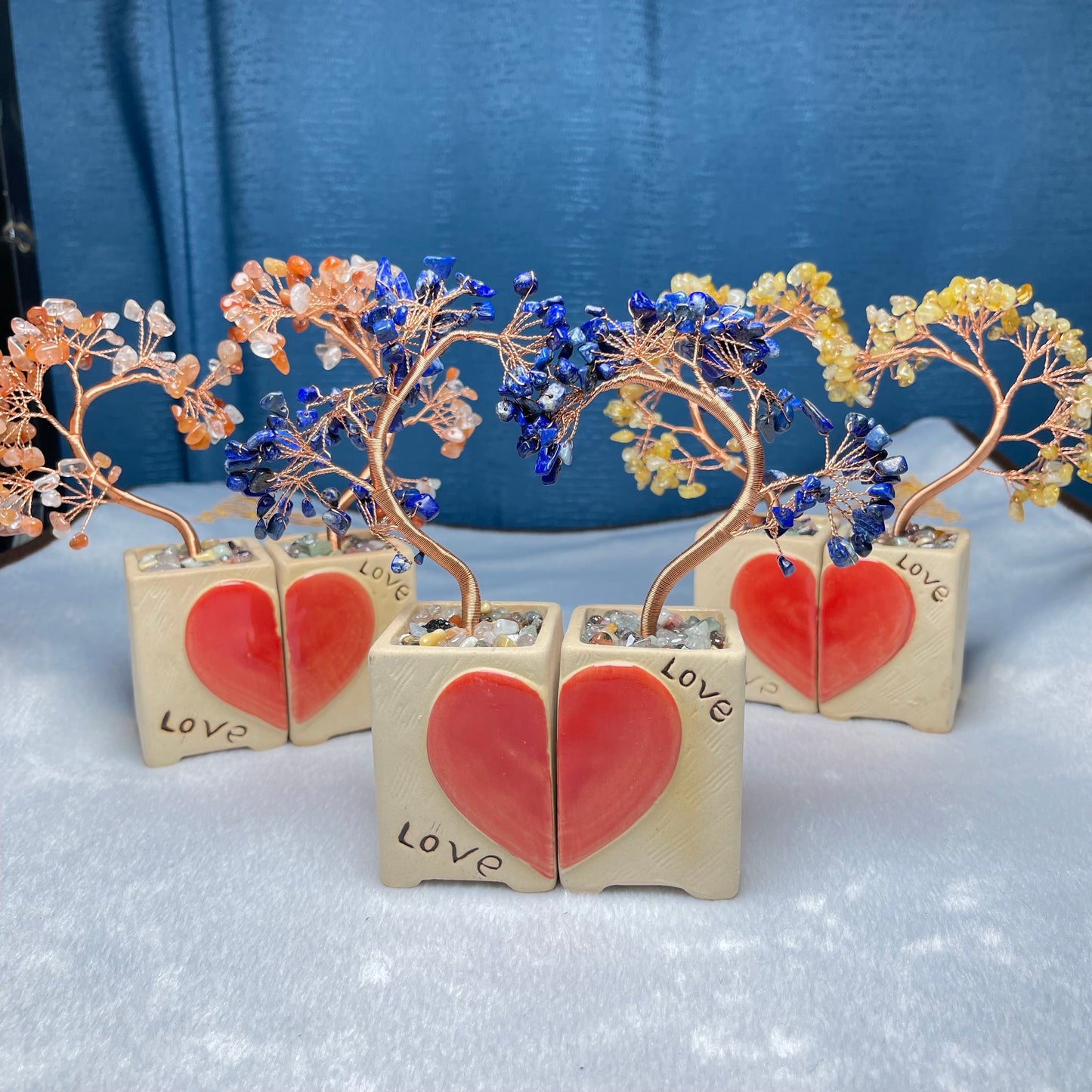 Chips Tree Ceramic Base Healing Natural Crystal,Set of 1