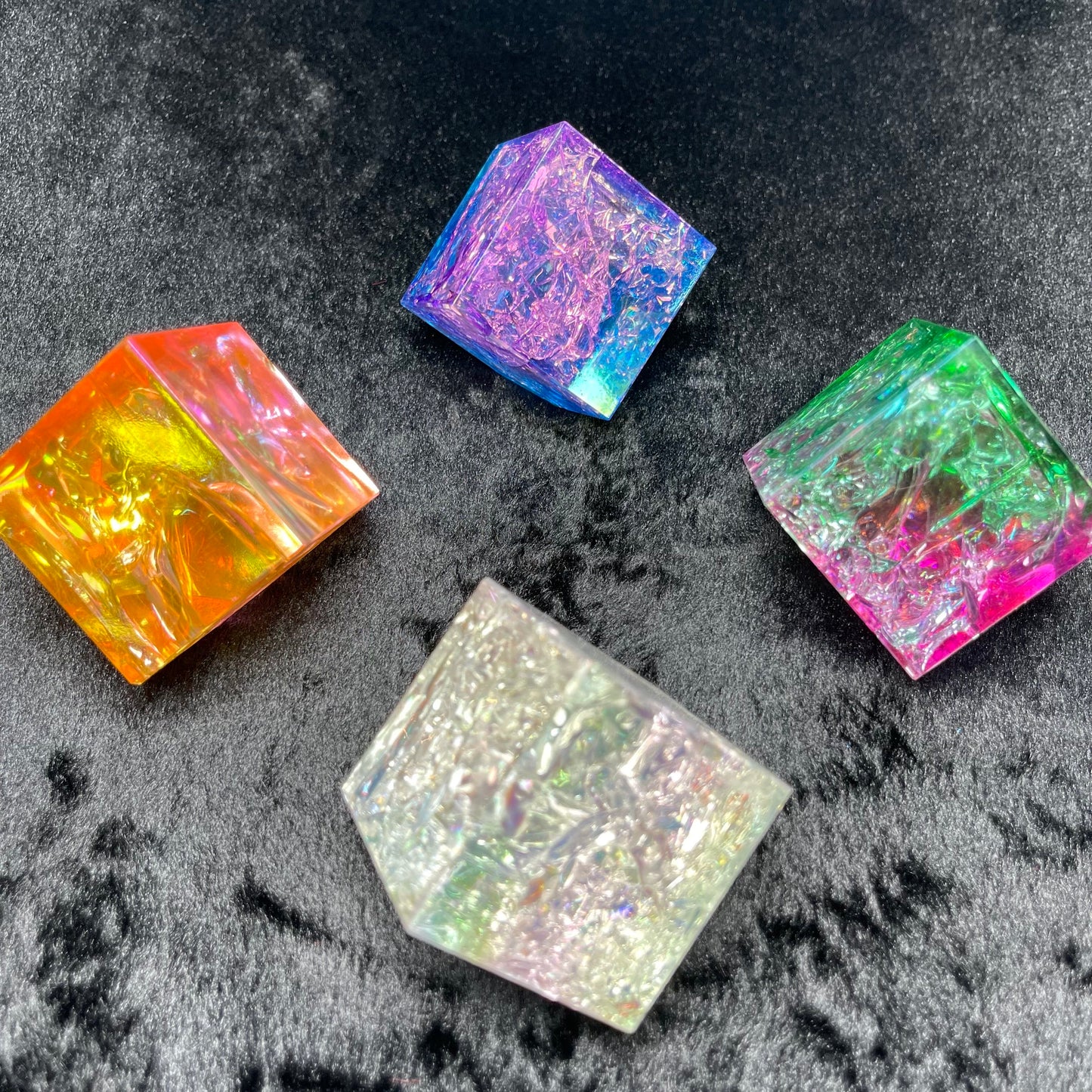 Aura Cube Quartz Red Blue Green Orange white Color, Set of 1