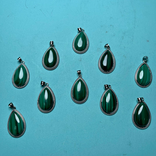 Malachite Water Drop Pendant,set of 2