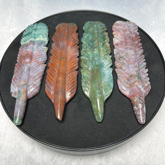 Ocean Jasper Feather Carving, Set of 1