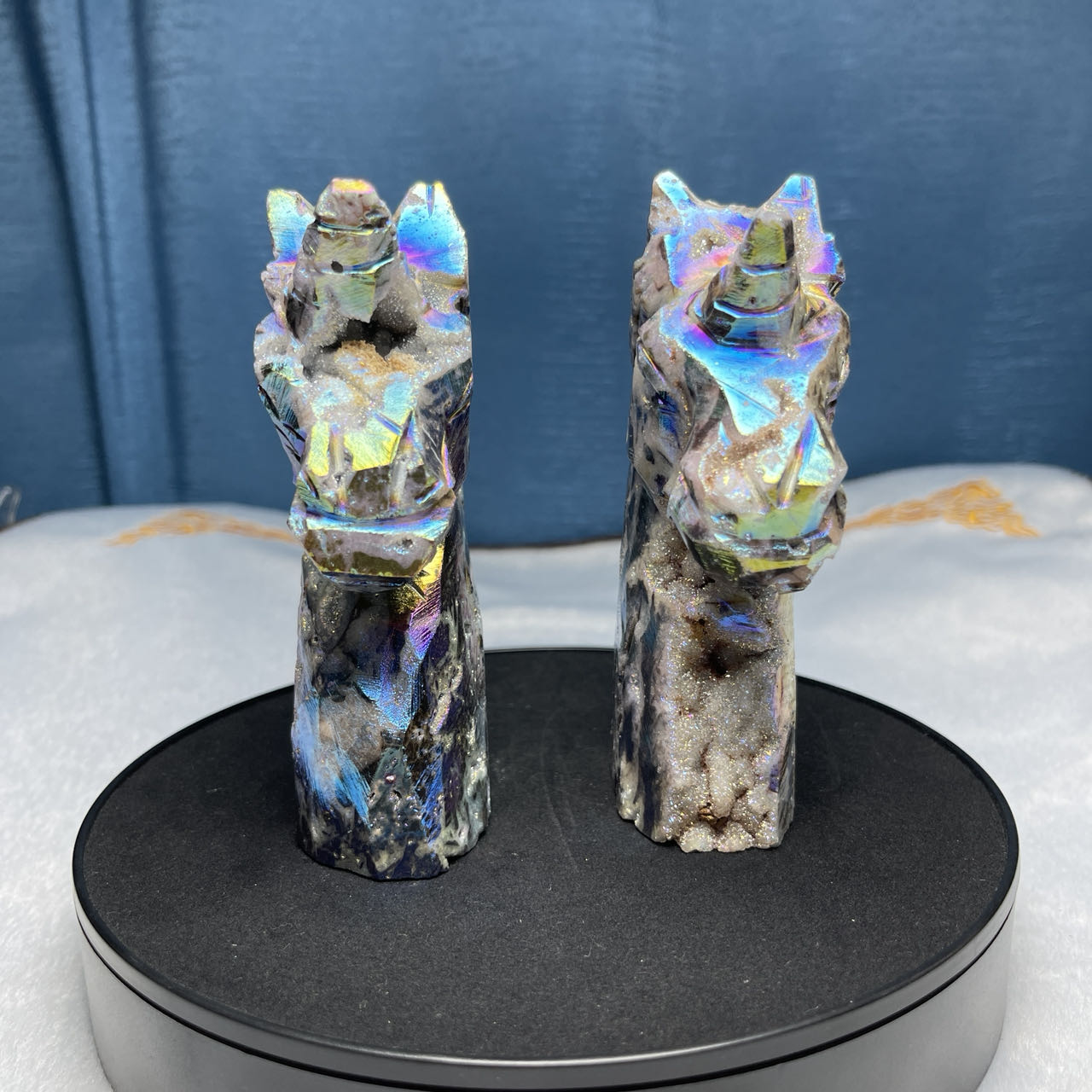 Aura Sphalerite Unicorn Carving, Set of 1