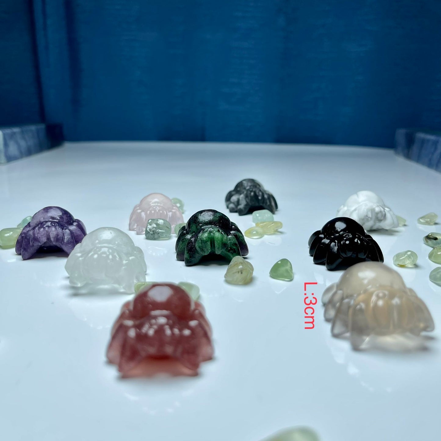 Hammer,Toothless,Spider,Kitty,Stitch,Shell,Obsidian,Fluorite carvings,set of 5